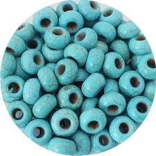 Turquoise Large Hole Beads for Jewelry Making - 100pcs 14mm European Gemstone Ho