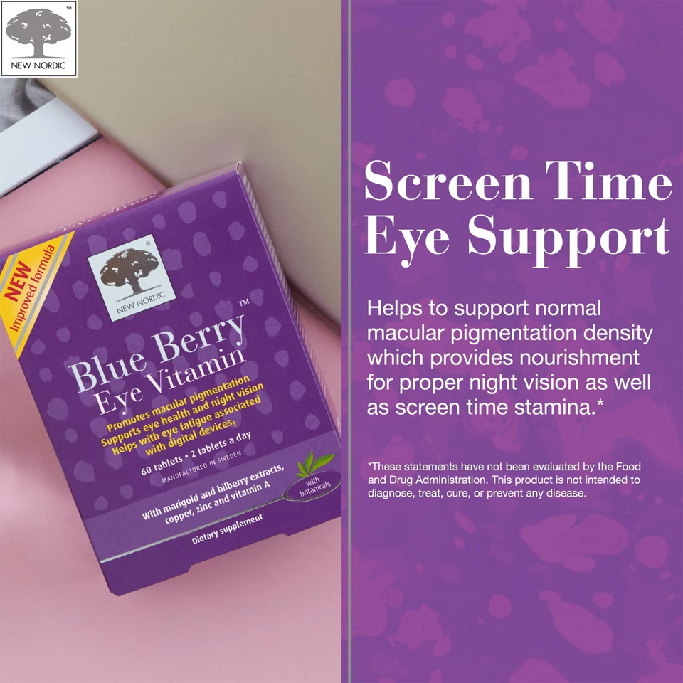 Suplemento para la salud ocular de arándano con luteína 60 comprimidos apoyo a la visión Foto 3 de 4