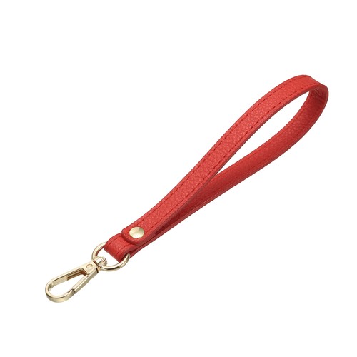 PU Pelle Portachiave Portachiavi Cinghia con Metallo Oro Anello Rosso - Foto 3 di 6