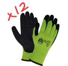 12x KeepSafe Standard Insulated Builders Grip Gloves Lime Size 10  