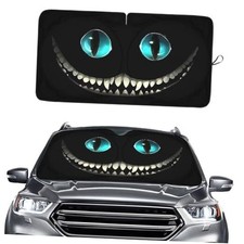 Windshield Sun Shade for Car For SUV/Truck 55x29 in Black Horror Cat Eyes