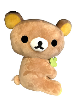 Rilakkuma Plush Brown Teddy Bear Holding 4 Leaf Clover 16'' San-X New with Tags