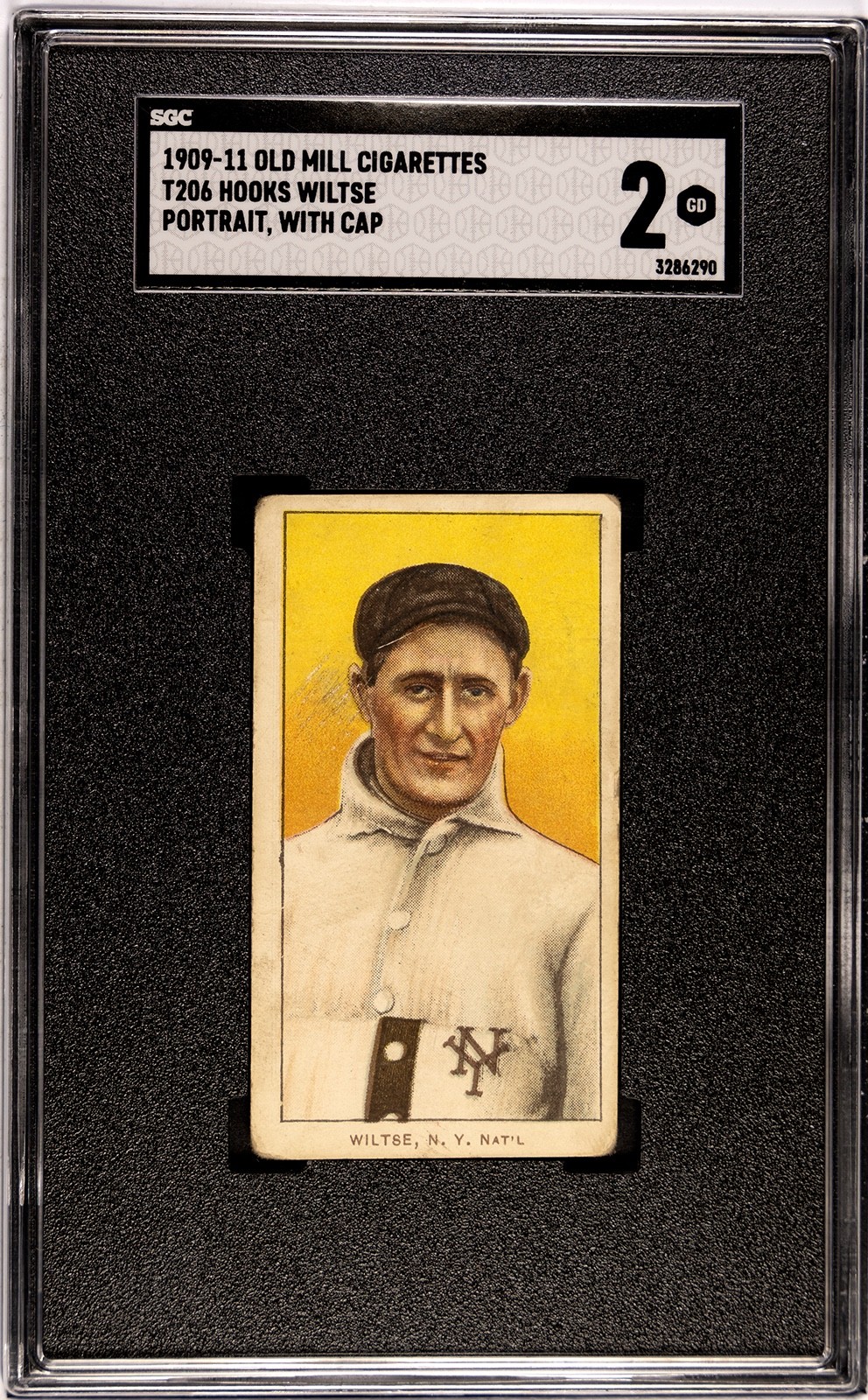 1909-1911 Old Mill Cigarettes T206 Hooks Wiltse - New York Baseball Card SGC 2