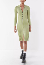 NWT Urban Outfitters UO Alta Button-Down Long Sleeve Midi Green Sweater Dress L