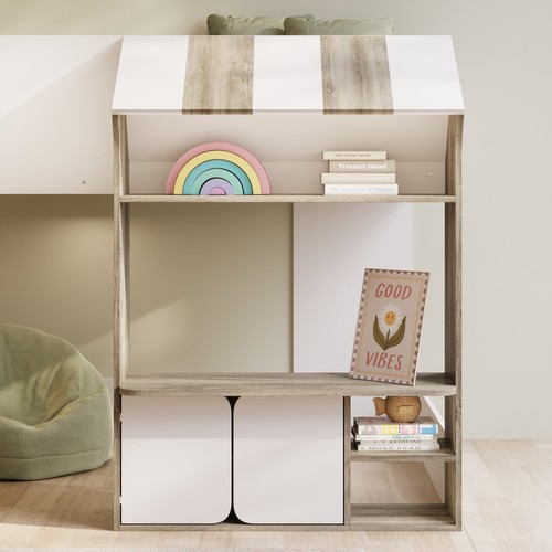 White and Oak Mid Sleeper Cabin bed with Storage - Marcel MRC001 - Picture 5 of 11