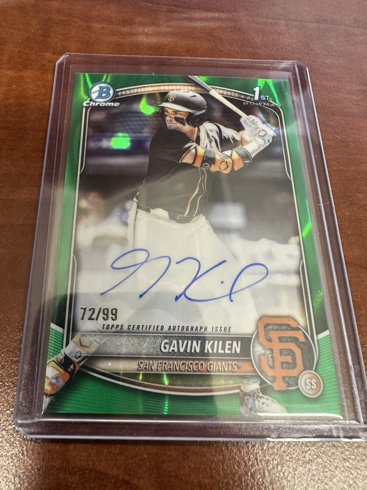 2025 Bowman Draft Chrome 1st Prospect Auto Green Lava Refractor Gavin Kilen /99