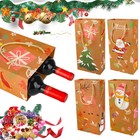 8 x Luxury Wine Bottle Gift Bags Christmas Xmas  Rope Handles Whisky Spirits