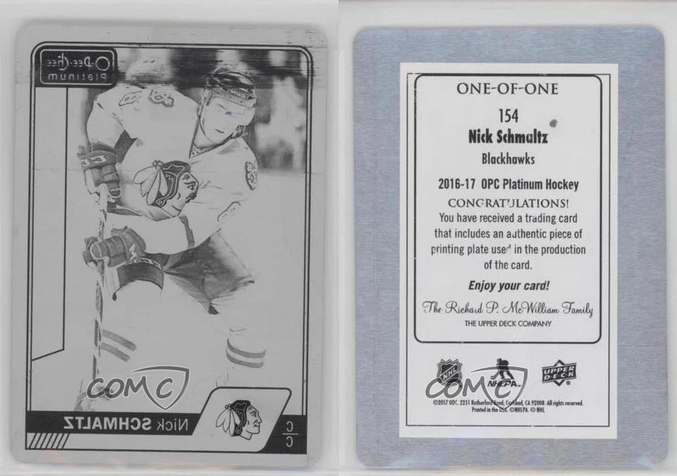 2016-17 O-Pee-Chee Platinum Printing Plate Black 1/1 Nick Schmaltz Rookie RC 5mc - Image 3 of 3