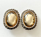 Vintage Premier Designs Silver & Gold Tone Oval Statement Earrings — photo 1