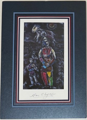 Chagall Hand-signed Print, Le Saltimbauque, matted