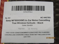 Sony WF-1000XM5 Noise Cancelling Wireless Earbuds Black - AC155