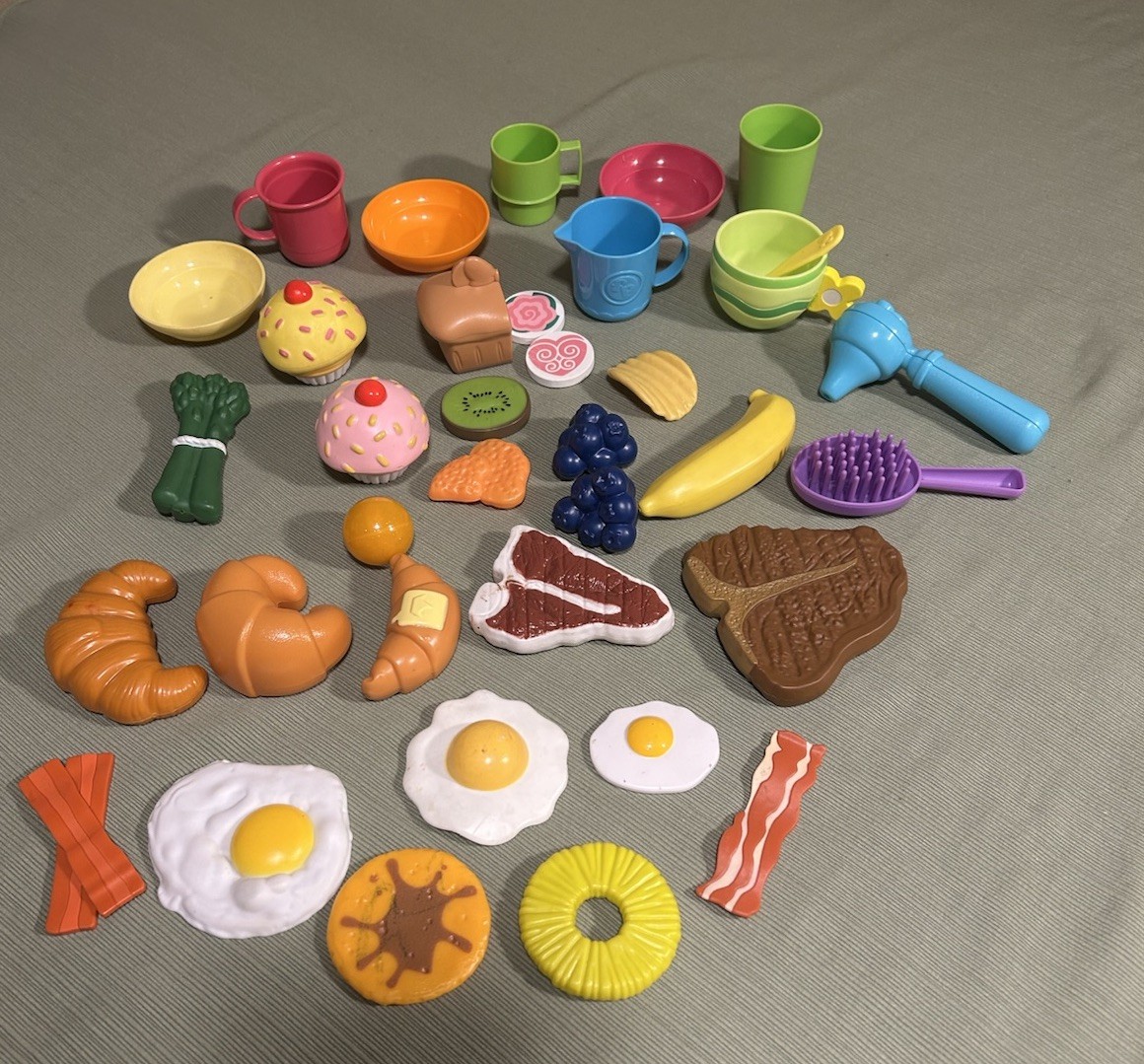 Lot of 36 Pc Kids Kitchen Pretend Play Food and Dishes Various Makes
