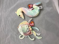 Ty Beanie Babies Ocean Lot Neon Seahorse and Goochy Jellyfish