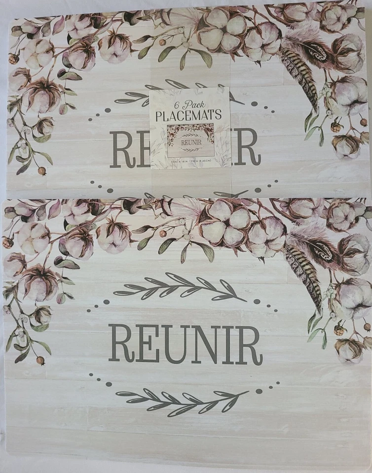 Tischsets Teble Schutz Kunststoff Schaum 18"x13" Reunir Baumwolle Zweig Set 6