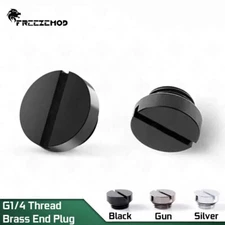 FREEZEMOD 2/5pcs Brass End Plug Smooth Faced Water Stop Coin Shaped G1/4" 