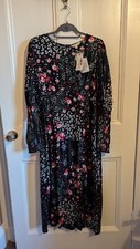 Miss Selfridge Shirred Sleeve Midi Tea Dress in Multi Patchwork Floral Size 18