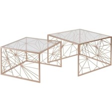 Nest of Tables Copper with web design Stackable Side Coffee Table Set of 2