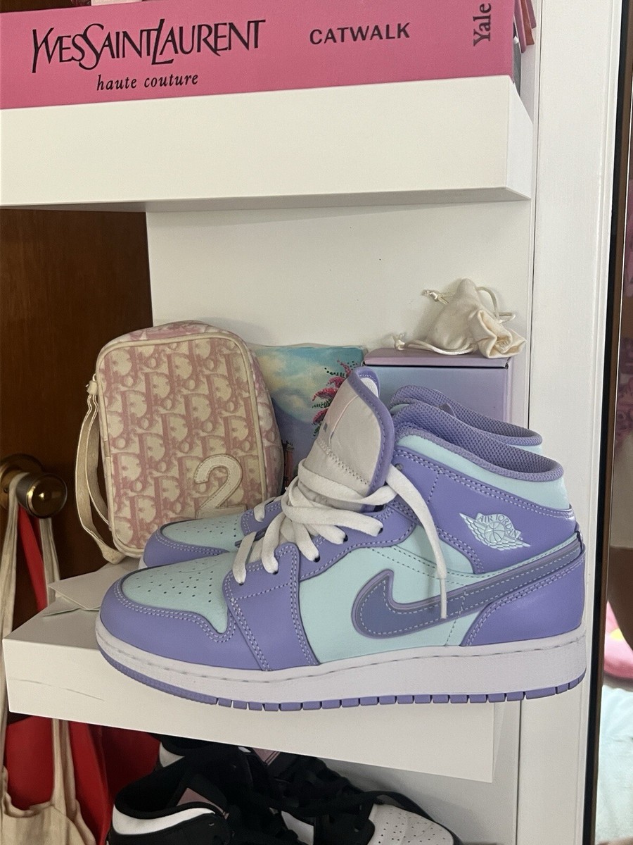 white blue purple jordans