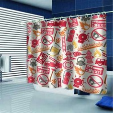 All Kinds Of Red Signs 3D Shower Curtain Waterproof Fabric Bathroom Decoration
