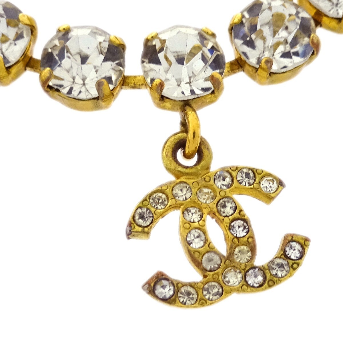 Chanel Rhinestone Chain Bracelet Gold 95P 161234 | eBay