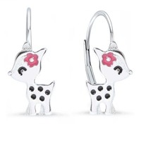 Rehkitz Brisur Ohrringe 925 Sterling Silber Kinder OhrhäNger Reh Schmuck-Set