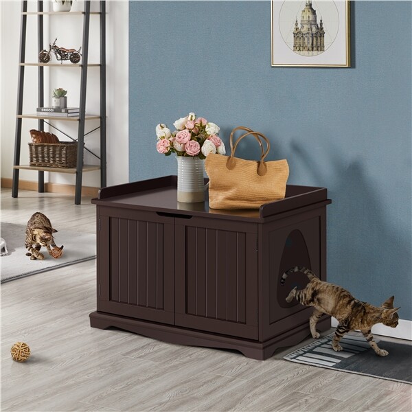 Enclosure Pet Side Table W/2 Doors Decorative Hidden Furniture