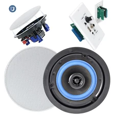 Herdio Ceiling Speakers 2-Way Flush Mount Wall +Bluetooth Amplifier Receiver USA