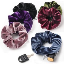 Velvet Scrunchies With Pocket Zipper Big Hair Ties Hidden Ponytail Elastic Band