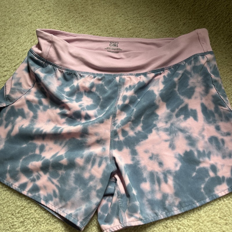 Athleta Girl Run the World 3" Shorts size XXL/ 16 tie dye Pink Blue