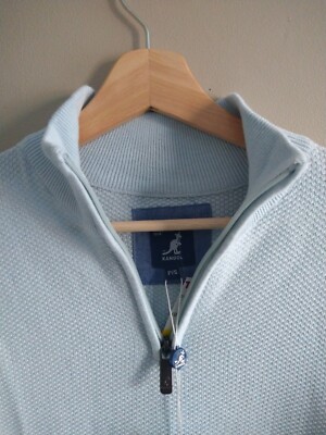 Kangol Sweater  Man S Light Blue 1/4 Zip High Neck K9855 Preppy Pullover