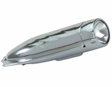 9" LONG BICYCLE VINTAGE LOWRIDER FRONT FENDER TORPEDO BULLET LIGHT IN CHROME.
