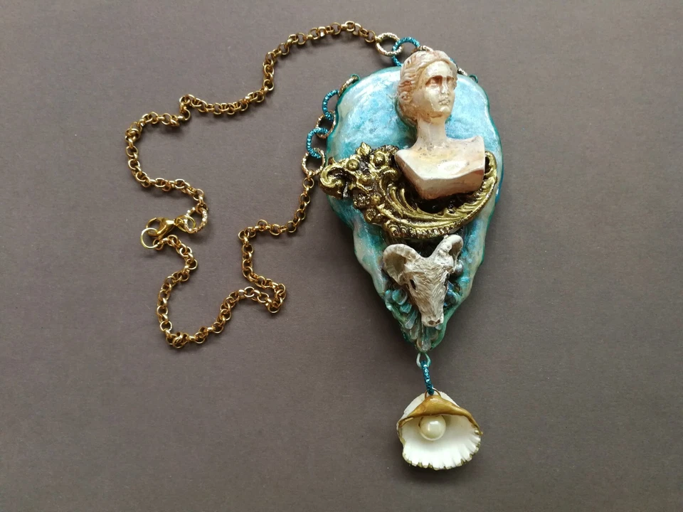 Joyería Collar Colgante Antiguo Barroco Belle Epoque Art Deco Nouveau Joya Babero Foto 4 de 4