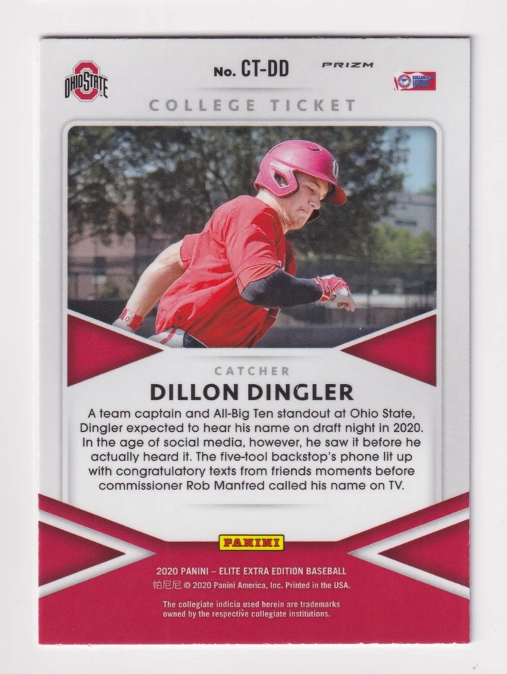2020 Elite Extra CONTENDERS COLLEGE TICKET SILVER PRIZM DILLON DINGLER RC Rookie - Image 2 of 2
