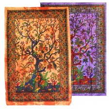 Attaccatura di Parete Albero Della Vita 80x110cm Quadro su Tela Arancione Lilla