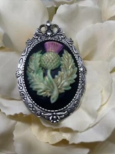 BROOCH PIN THISTLE SCOTLAND SCOTTISH CAMEO CELTIC NECKLACE PENDANT WEDDING 