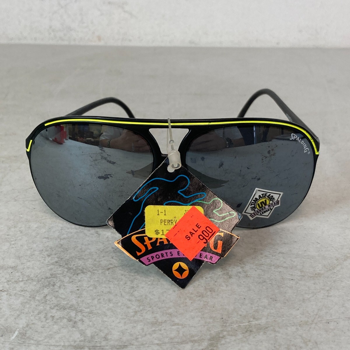 スポルディングヴィンテージオート型 Vintage Black Spalding Sports Eyewear Sunglasses With Yellow
