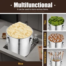 33L Stainless Steel Airtight Canister Kitchen Storage Bucket Dry Food Container