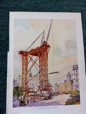El26  Ephemera 1920s book picture giant crane at work 