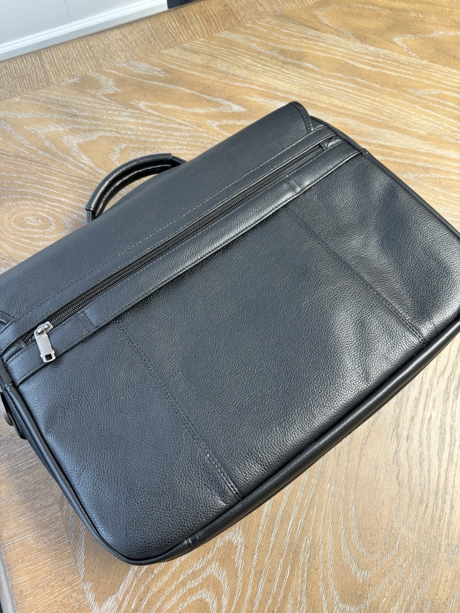 Samsonite Business Classic Leather Flapover Briefcase, Black Samsonite Business Classic Leather Flapover Briefcase, Black