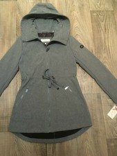 Eliza J Coat Grey Size Xs Hooded Zip Fastening Tailored Look Through Drawstring