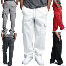 Men's cargo track pants with wide pockets streetwear