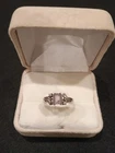 Vintage Sterling Silver 925- AVON Amethyst & White CZ Cocktail Ring Size 7