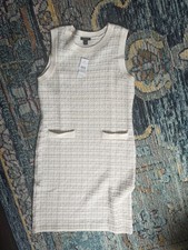 Ann Taylor Ivory Knit Sleeveless Shift Dress Crew Neck XS NWT