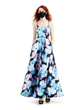 CRYSTAL DOLLS Womens Fit + Flare Maxi Dress Black Spaghetti Strap Gown Juniors 1