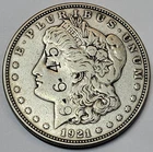 1921 U.S. Silver Morgan Dollar W/ WWII Date Counterstamp - VF