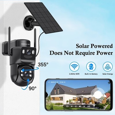 5G 4MP Dual Lens WiFi Solar Camera PIR Motion Detection Two Way Audio IP66