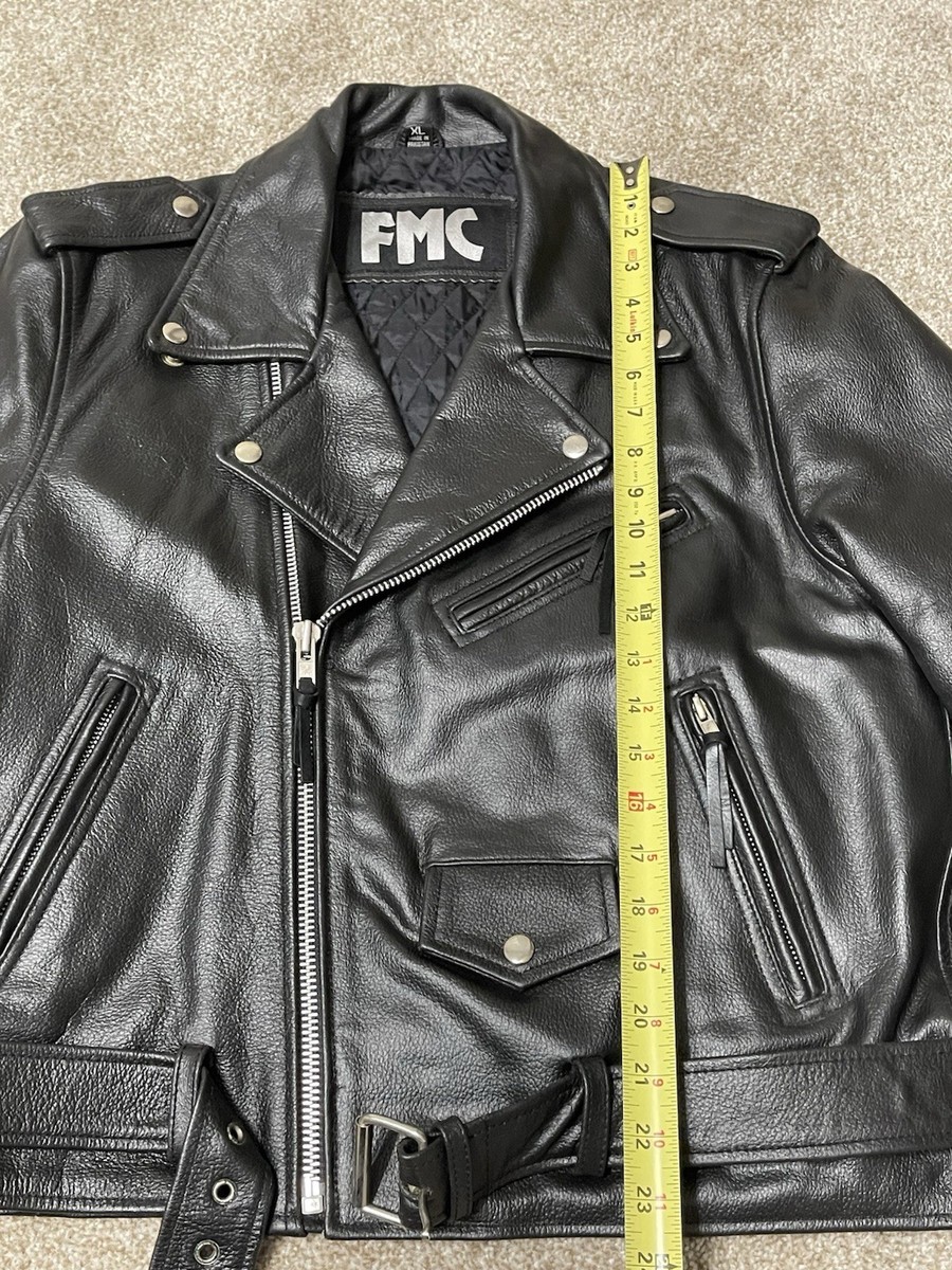 Vintage Y2K FMC Leather Jacket Womens XL /Men's M Black Motorcycle