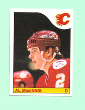 (1) AL MACINNIS 1985-86 O-PEE-CHEE # 237 FLAMES ROOKIE NM  CARD (N0447). rookie card picture