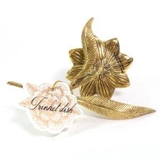 NWT Anthropologie Gilded Floral Feather Trinket Dish