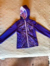 Free Country Girls Hooded Full Zip Fleece Floral Jacket Purple L 7/8 
